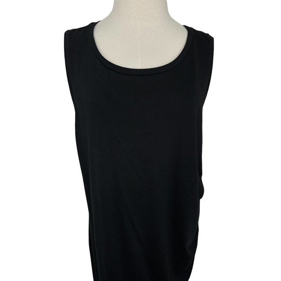 Leith 3X Dress Black Knit Tank Plus Size Dress Ruched Side Sleeveless Sheath B08 - Picture 2 of 8